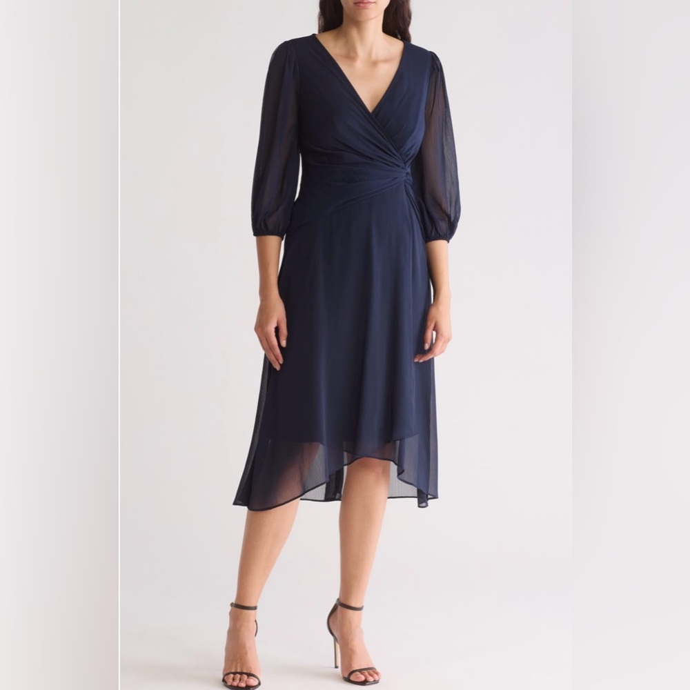Puff Sleeve Faux Wrap Midi Dress
DKNY In: Midnight Navy